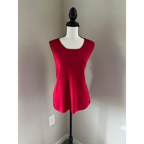 Choices "Red Velvet" Color Sleeveless Shiny Tunic Blouse Sz XL - Picture 1 of 3